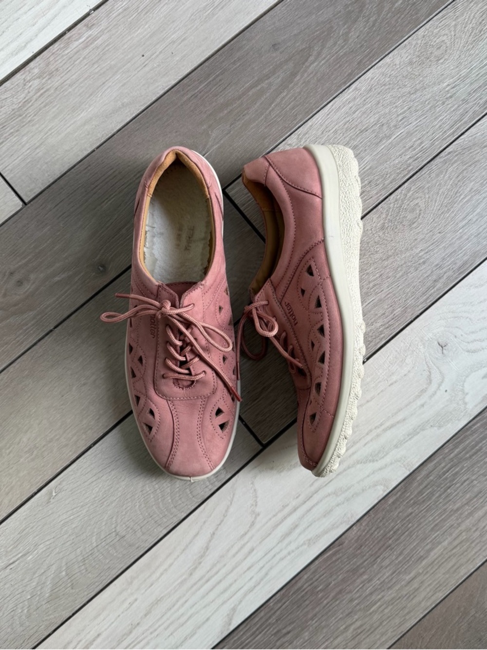 Hotter Shoes Womens Leanne II Pink Leather Lace Up Comfort Walking